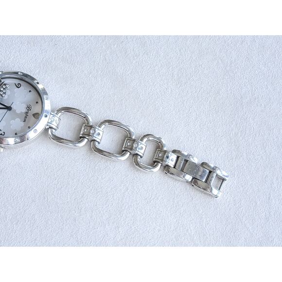 Brighton Varna Watch Silver Plated Butterfly Floating Rhinestone Retired 7.5" - Picture 7 of 9